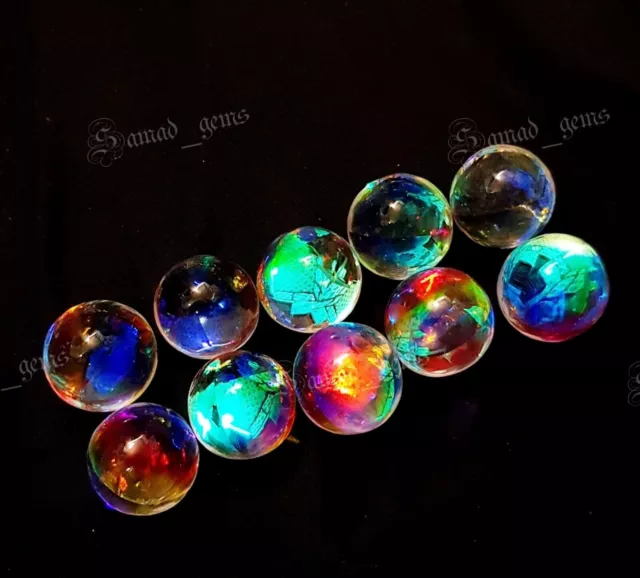 Multi Color Fire Pair Balls Shape beautiful Gemstone Cabochon Mystic Quartz