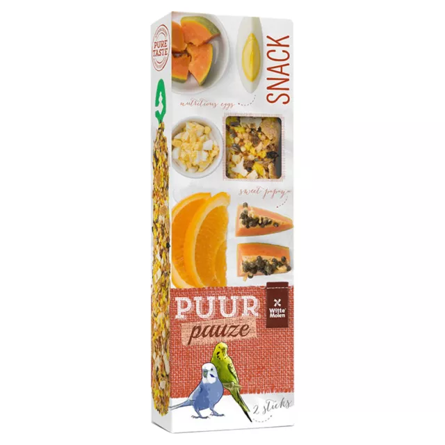 Witte Molen Puur pauze Sticks Wellensittich Papaya & Orange 60 g,