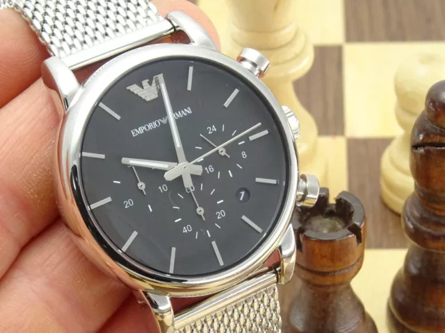 EMPORIO ARMANI 40mm Man's Black Dial Mesh Bracelet Chronograph Wristwatch AR1811