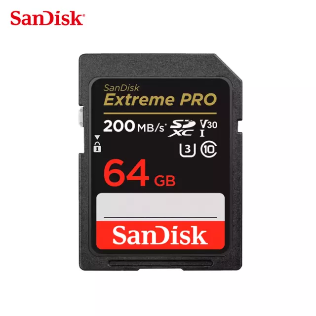 SanDisk 64GB Extreme PRO SDXC C10 UHS-I/U3 V30 SD Memory Card 200MB/s 4K Video
