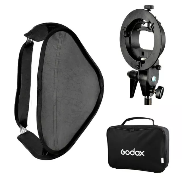 Godox 60x60cm Foldable Softbox with S-Type Flash Bracket Bowens Mount Holder 2