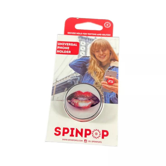 Spinpop Spin Pop Universal Phone Holder Red Lips Pop Up Selfies Texting ~NEW~