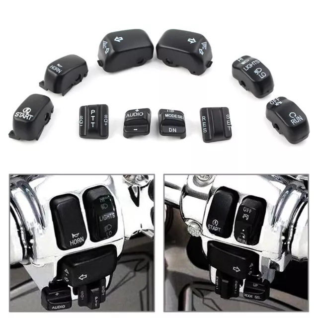 10pcs Hand Control Switch Cover Housing Button Cap Set FOR Harley Touring 96-13