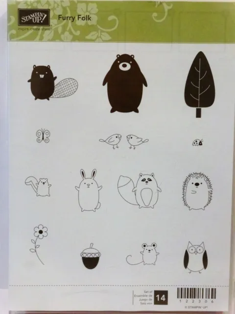 Stampin Up Furry Folk Timbres Forêt Animaux Chouette Souris Ours Hibou Hérisson