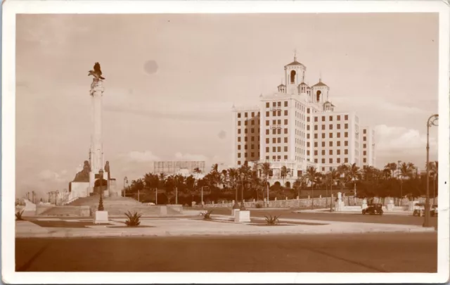 RPPC National Hotel, Maine Monument, Havana Cuba - c1920s Photo Postcard