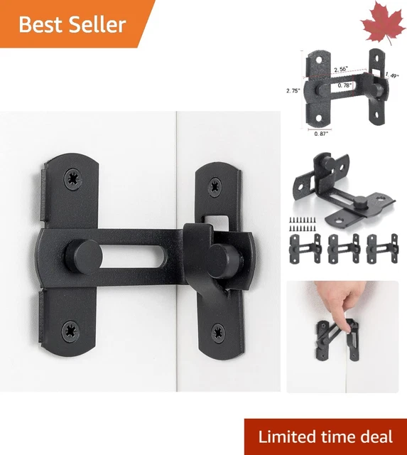 Heavy-Duty Versatile Barn Door Lock - Hook Latch for Sliding Door - Matte Black