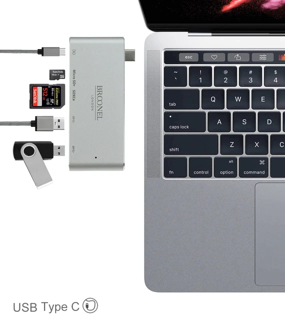 Broonel USB Type C Hub Adapter Converter For Macbook Pro 13 with To.. CTL-AC NEW