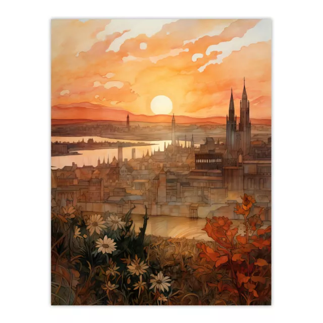 York Yorkshire Sunset Cityscape View Artwork Painting Wall Art Poster Print