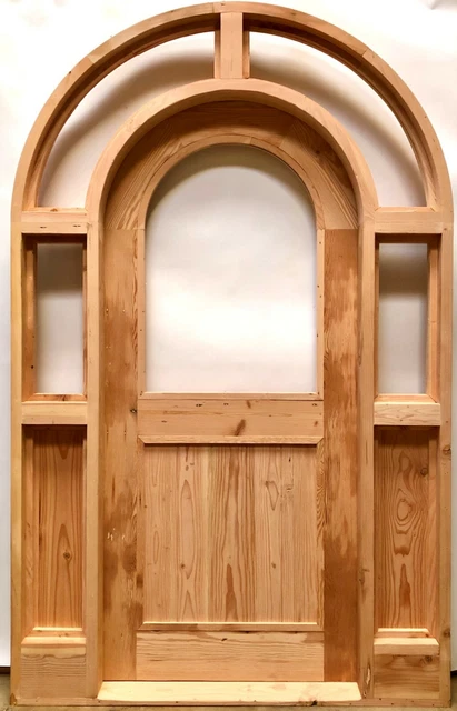 Rustic reclaimed lumber side lites door solid wood story book castle glass door