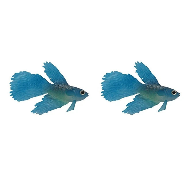 Juego de 2 peces adorno paisaje decoración silicona pez betta