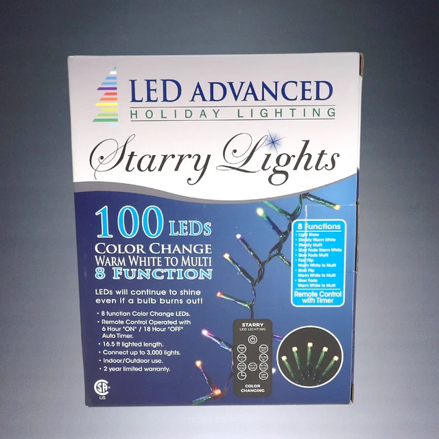 100 Led Advanced Color Change 8 Function Holiday Party Lighting Starry Lights