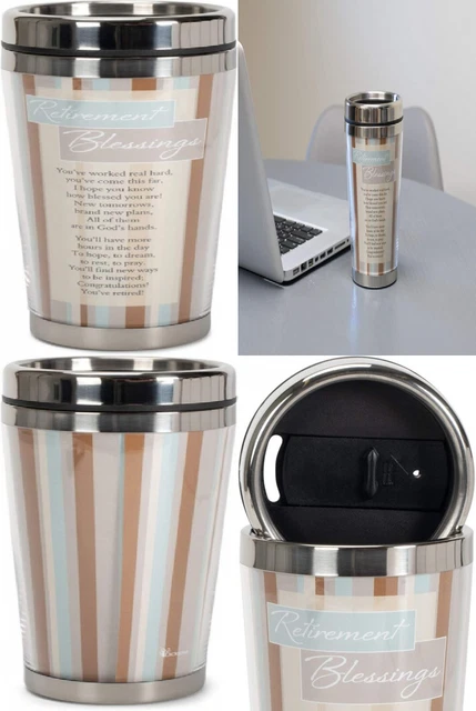Retirement Blessings Brown Stripes 16 Oz. Stainless Steel Multicolor