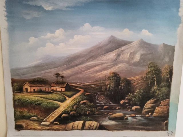 Pintado Paisaje Estilo Fiammingo Óleo sobre Lienzo 50x60 CM Incluido