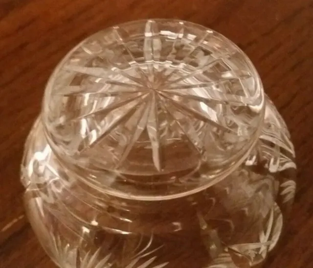 Vintage American Brilliant Small Cut Glass Rose Bowl Pinwheels Diamond Point Cut 4