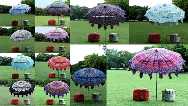 Algodón Indio Parasol Mandala Paraguas Patio Jardín Exterior Paraguas