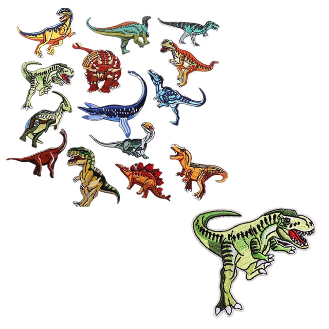 14 Pcs Sew On Applique Dinosaur Embroidery Patches Animal Sewing Cartoon