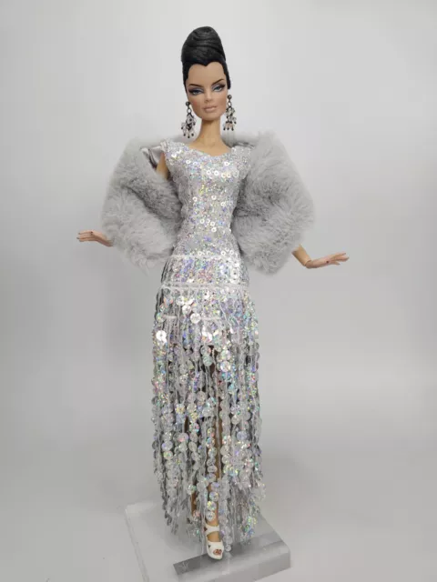 Platinum Evening Gown Dress Outfit Fur Barbie Silkstone Fashion Royalty FR Mizi