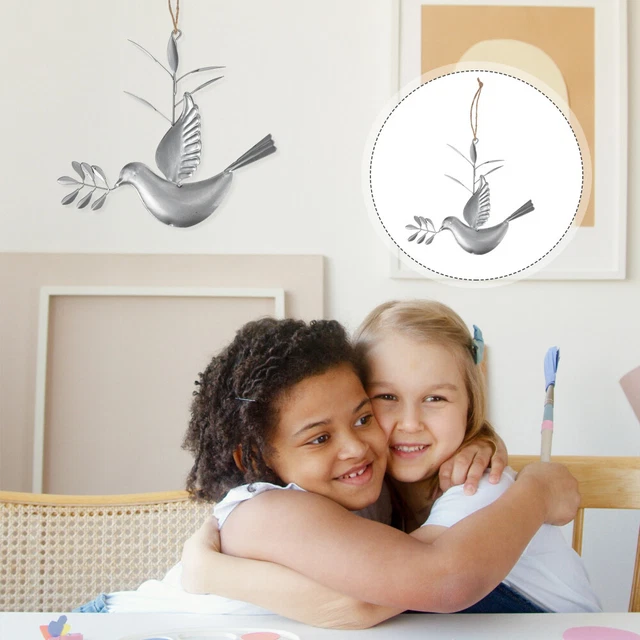 4x Vögel Wand Skulptur Dekorative Gefälschte Tauben 3
