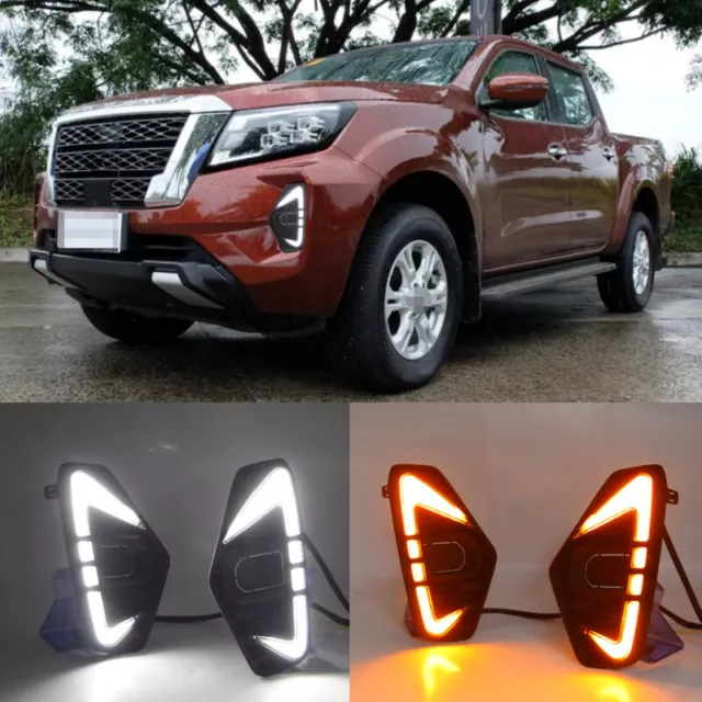 LED Daytime Running Lights DRL Turn Signal Fog For Nissan Navara NP300 2021 2022