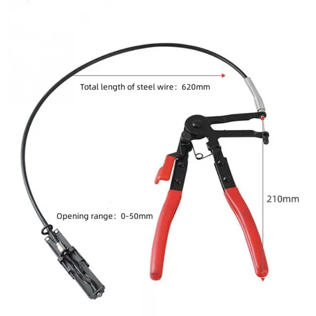 Auto Vehicle Tools Cable Type Flexible Wire Long Reach Hose Clamp Pliers 3