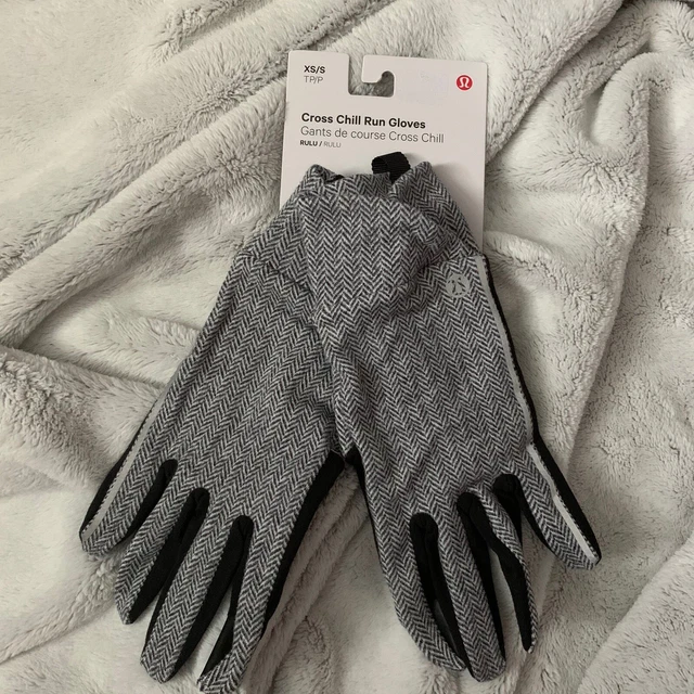 LULULEMON CROSS CHILL Run Gloves Herringbone Grey Size Xs s Womens