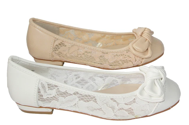 BALLERINE CHAUSSURES DE Mari e en Dentelle Avec Ruban Tr s Classe