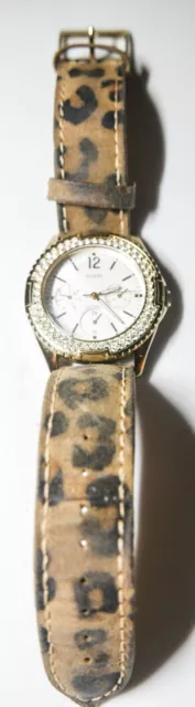 GUESS Waterpro U13597L1 Genuine Leather Gold Tone Quartz Analog Ladies Watch 3