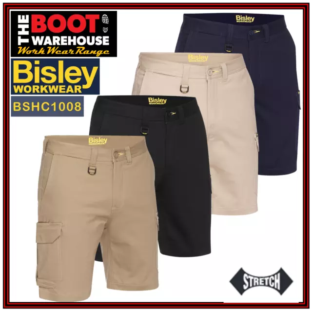 Bisley BSHC1008 Mens Workwear Stretch Cotton Cargo Shorts   -  ALL DAY COMFORT!