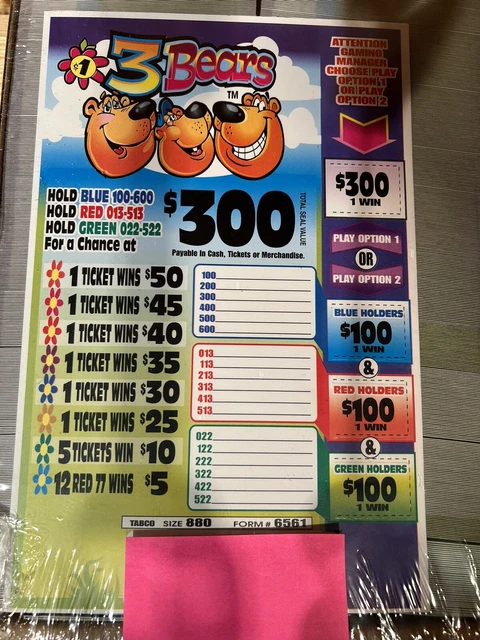 NEW pull tickets 3 Bears 880 Tickets 245 Profit