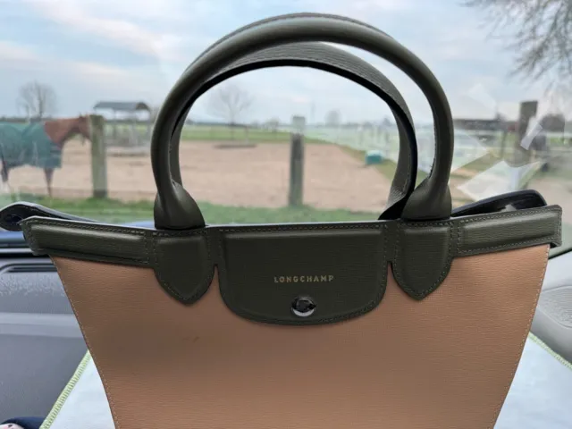 longchamp handtasche heritage m serafino leder olive beige luxus