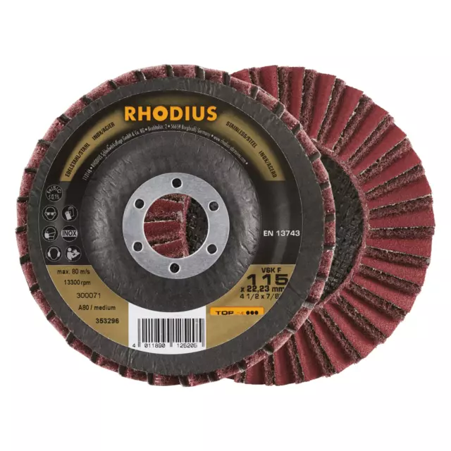 10 X Rhodius Disco de Lija de Ventilador Arandela Dentada Vsk F Ø 115MM Korn A80