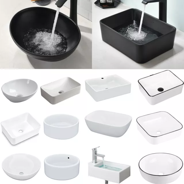 Modern Bathroom Vanity Ceramic Wash Basin Cloakroom Sink Counter Top/Wall Mount