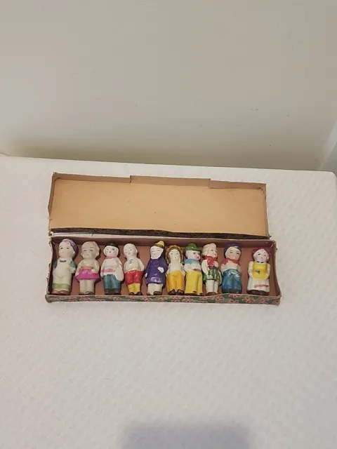 Lot Of 10 Vintage Miniature Frozen Bisque Penny Doll Figurines Made In Japan
