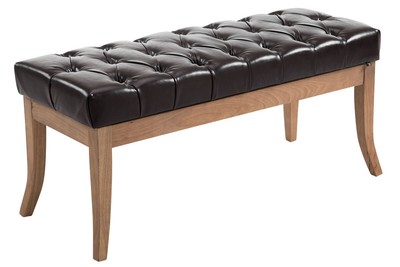 Banquette Ramses En Similicuir - Design Chesterfield, Pieds Bois Antique, 150cm (Blanc)