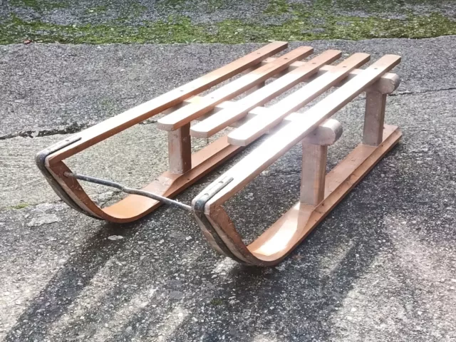 Luge En Bois Davoser – Vintage – Pour Chalet – Sport D'hiver – Ancien Modèle 'No Ski' – Fabrication Allemande
