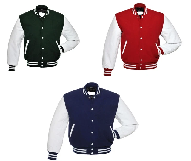 VARSITY BOMBER LETTERMAN Jacket High Quality Wool & Real Cowhide