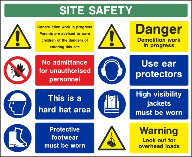 BUILDING SAFETY SIGN Sticker Caution Warning Hazard [V6CONS0011] £3.06 ...