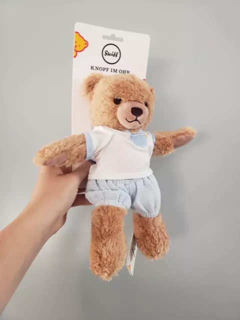 Steiff 25 cm Schlaf Gut Teddybär blau für Baby Neu 3