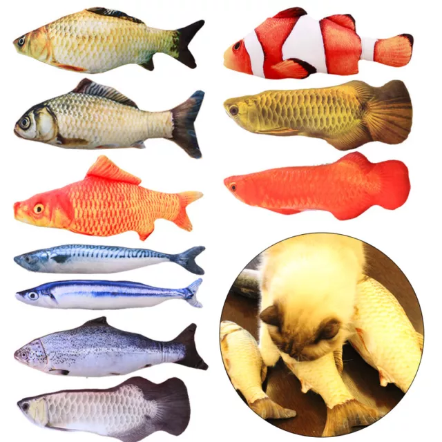 Souple Oreillers Chat Jouets Comme 3D Peluche Interactif Animal Poisson Cadeaux