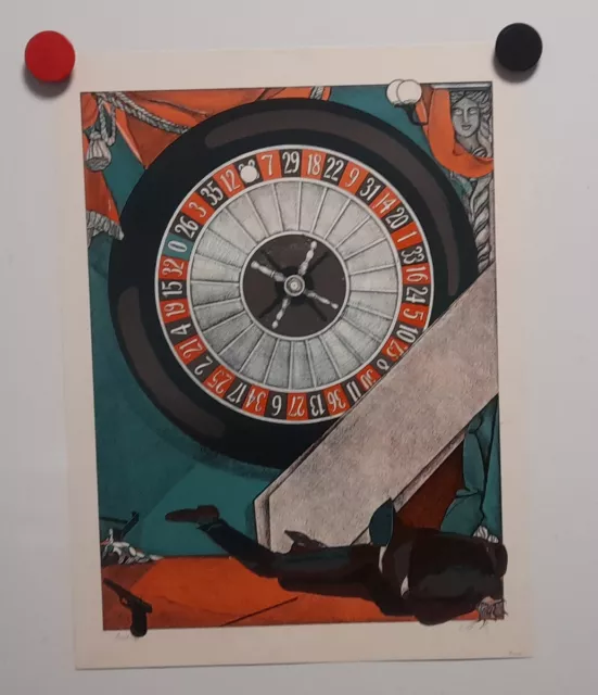 BENNO HUTH 1937-2020 Farblithographie SIGNIERT Roulette Probedruck 51x37,5cm