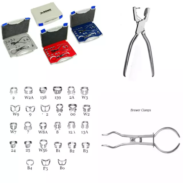 Ainsworth Rubber Dam Kit Brewer Punch Plier Clamps Forceps Frame Instruments UK