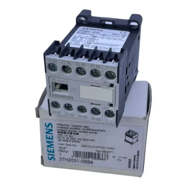 Siemens 3TH2031-0BB4 Auxiliary Contactor 50/60Hz 24V Dc 4A