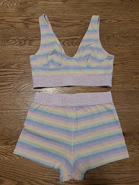 Peter Alexander Rainbow Crop And Bottoms Set. Worn Once. Size XS