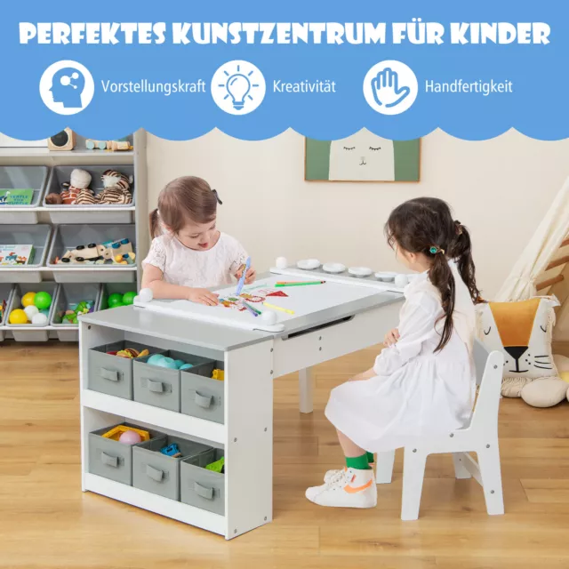 3 tlg. Kindersitzgruppe + 2 Stühlen Schreibtisch Spieltisch Kinder Zeichentisch 3