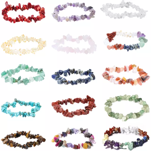 15 Pieces Irregular Crystal Chip Bracelets -io