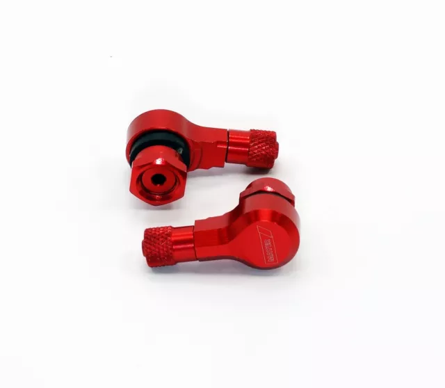 Valve de Jante Aluminium CNC 11,3 MM 90° Coudée Rouge Moto alu Vanne