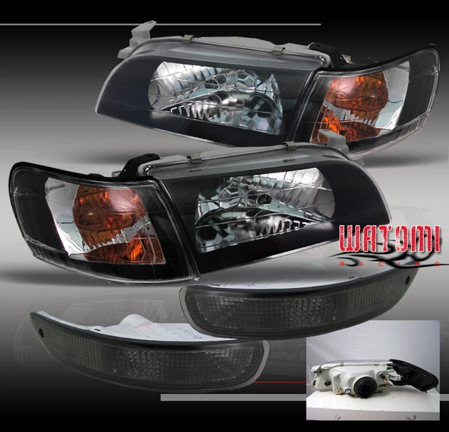 DOT/SAE Certified Clear Crystal Glass Headlights For 1993-1997 Toyota Corolla