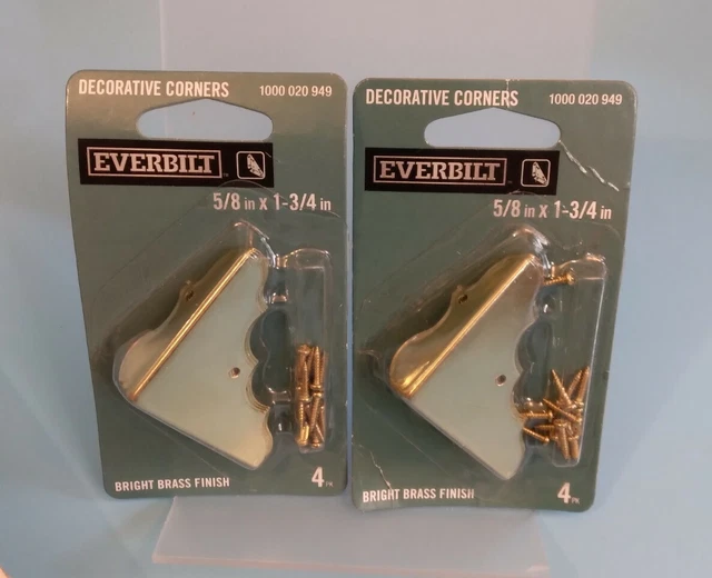 LOTE DE 2 Everbilt 5/8 in. x 1-3/4 in. Esquinas decorativas con acabado de latón brillante
