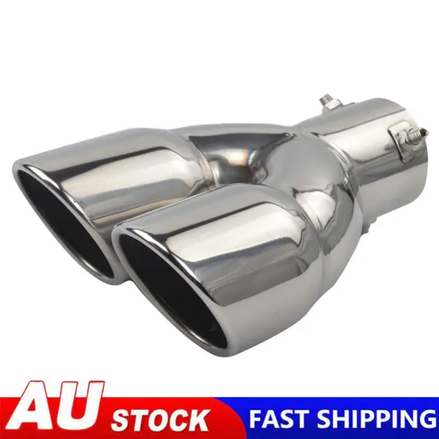 Dual Exhaust Tip Rolled Edge Slant Cut Tailpipe Tip 3 inch Inlet (Silver)