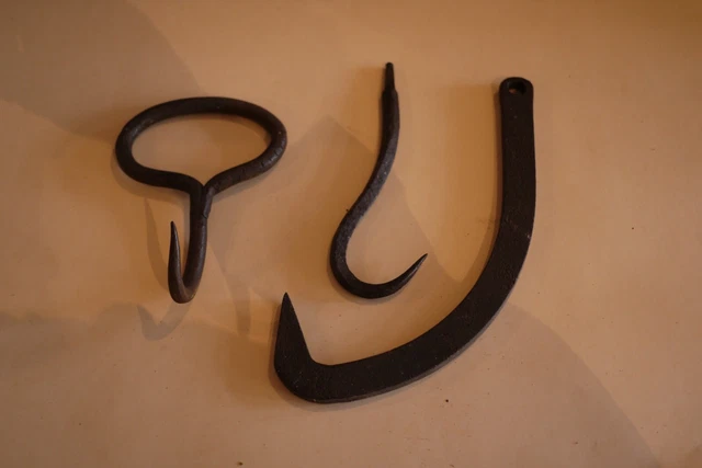 3  /  Vintage Antique Wrought Iron Hook Large For Hearth Mantel Beam or ???